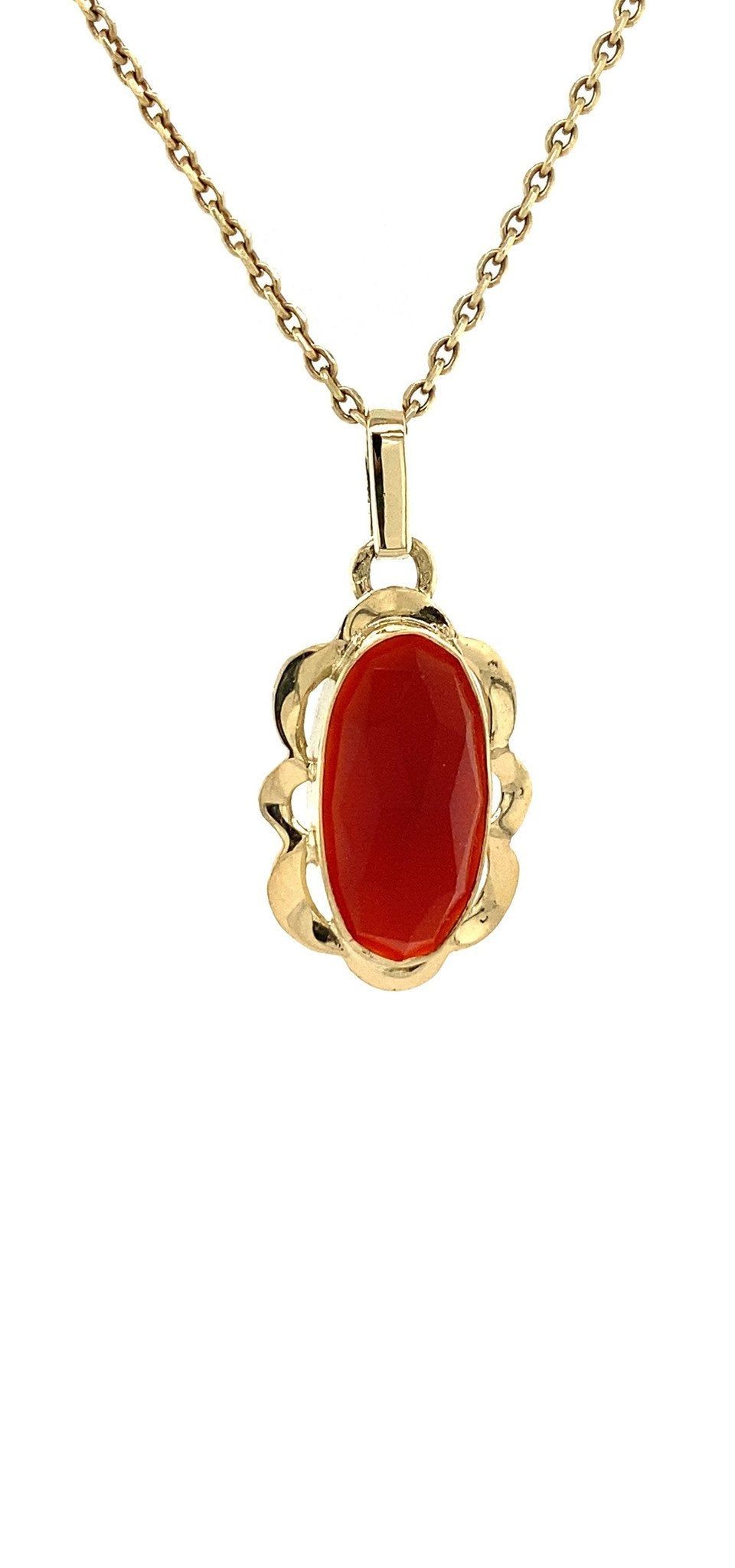 Vintage 14K Gold Pendant with Carnelian